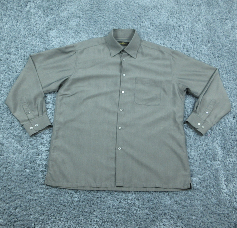 Bugatchi Uomo Shirt Mens XL Gray Button Up Microfiber Modal Rayon Blend Korea